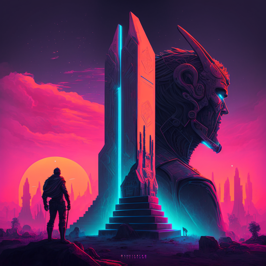 ShaDaris neon synthwave alien monolith relic rymid by kauzrae on DeviantArt
