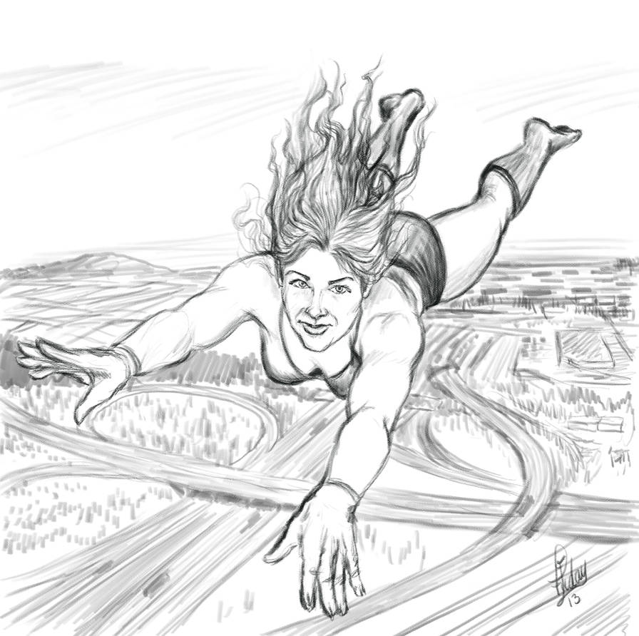 Sketch: Flying Girl by Pixel-Slinger