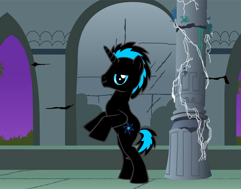 neon blue standing oc pony