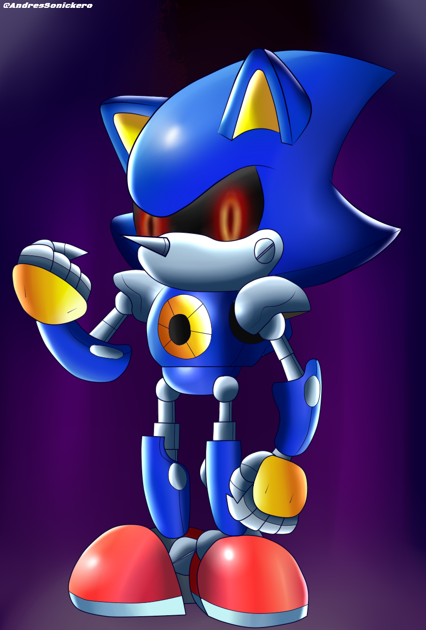 sonic the hedgehog and mecha sonic (sonic and 2 more) drawn by  banel_springer