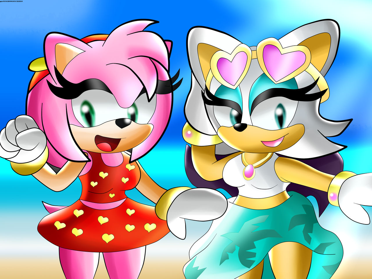 Summer Amy Rose And Summer Rouge by AndresSonickero on DeviantArt