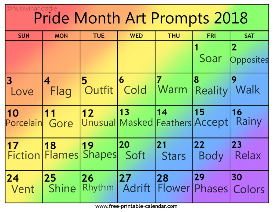 Pride Month Art Prompts 2018 by MythicalKatt on DeviantArt