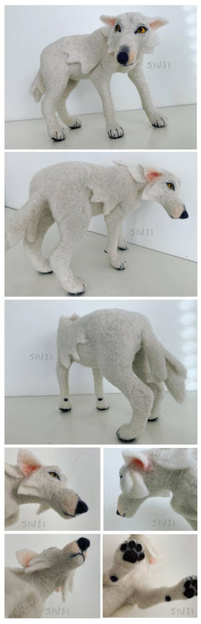 Needlefelted white wolf (open for offers)