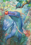Dragon and apple: Process by Jahary