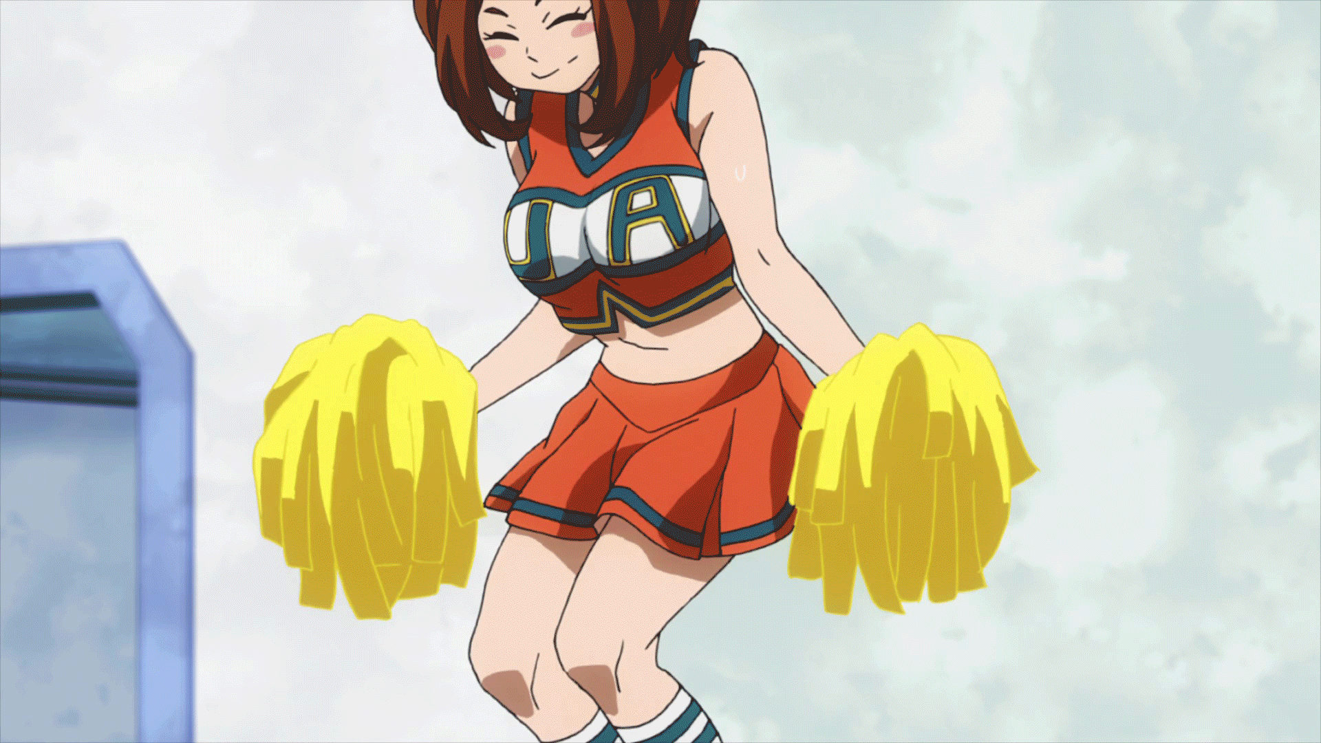 Uraraka in Cheerleader outfit GIF.