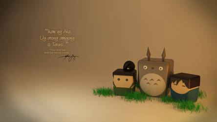 Taking picture with TOTORO (wallpaper)