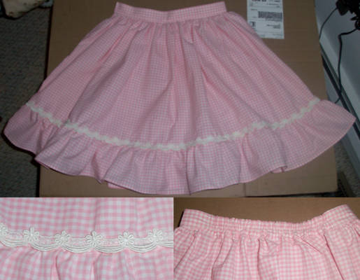 Pink Gingham Ruffle Skirt