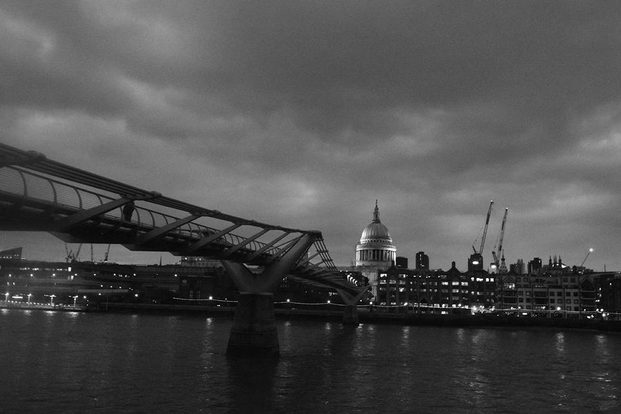 St Pauls And The Millennium Bridge In Mono