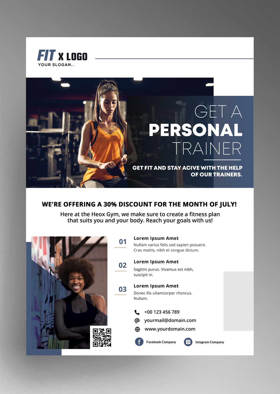 Personal Trainer Free Fitness PSD Flyer Template by pixelsdesign