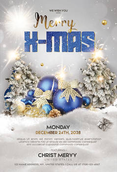 Snowy Merry Christmas Flyer Invitation Template