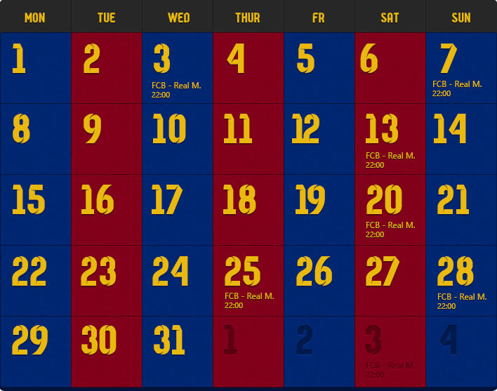 FC Barcelona Calendar by SandroB on DeviantArt FC Barcelona Calendar by SandroB on DeviantArt