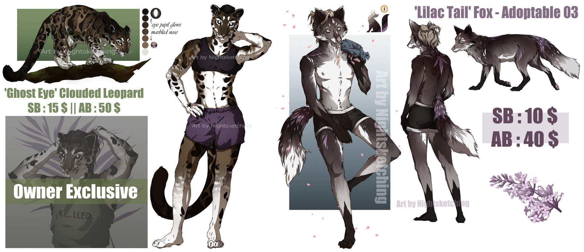 CLOSED - ADOPT - Clouded Leopard and Fox by Nightsketching on DeviantArt
