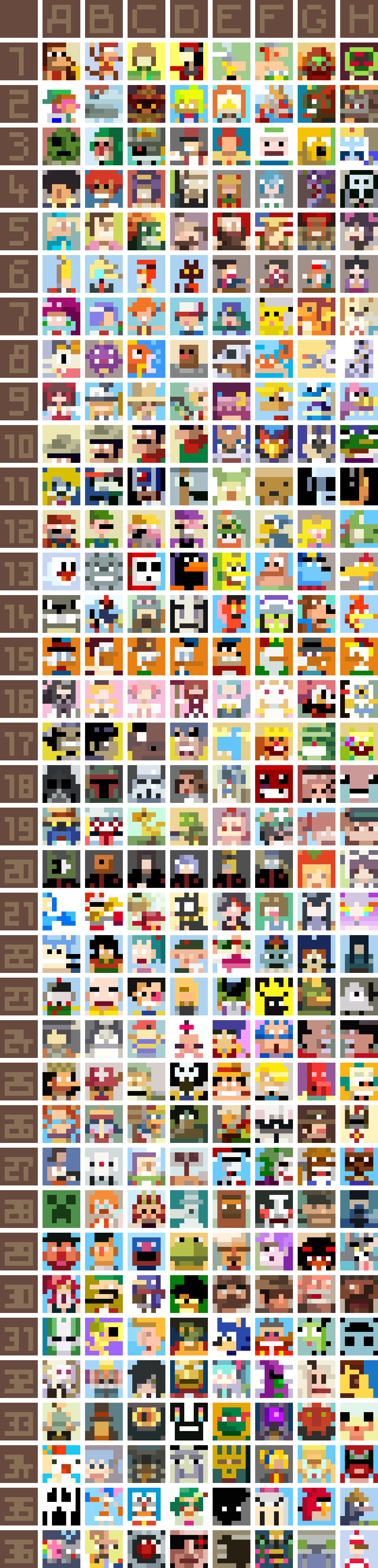 8*8 Pixel Character Demakes