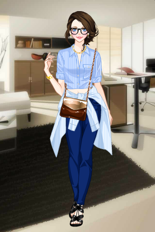 Oxford Stripe Shirts Anime Office Girl by MissLittleArtGirl on DeviantArt