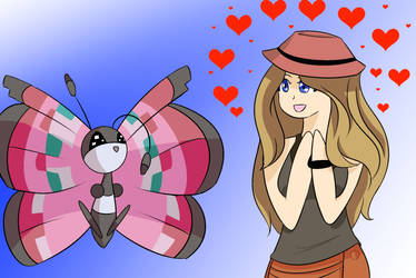 Vivillon and trainer