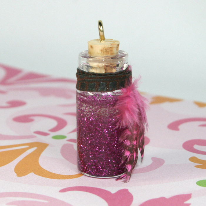 Pink Sparkle Bottle Pendant