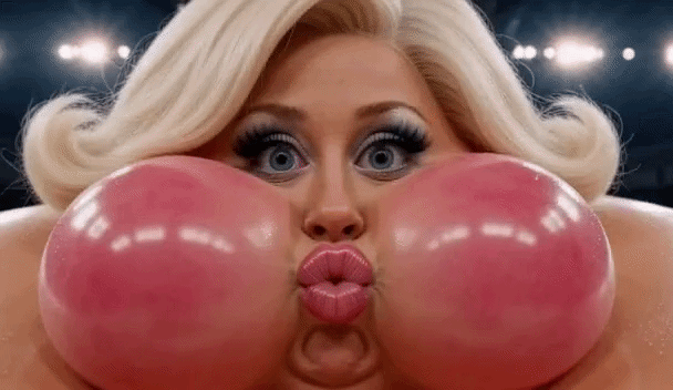 PuffedUp Cheecks A young lady with exaggerated inflated cheecks and confused look