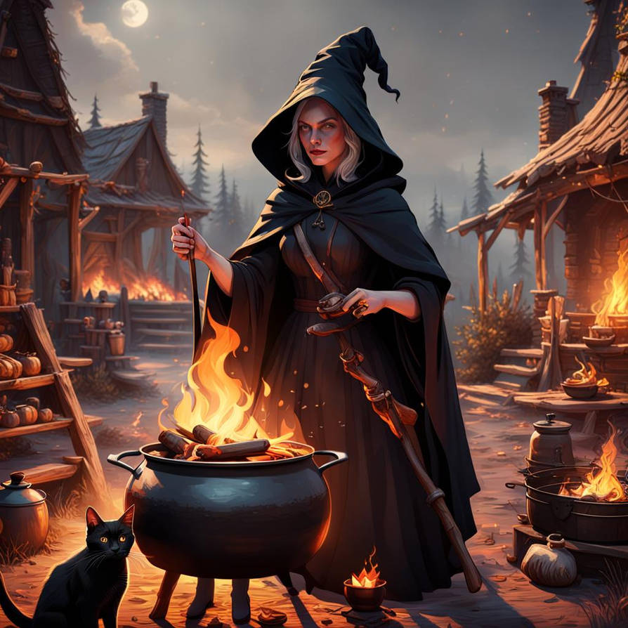 Coldron Witch cat and coldron by JaxK49 on DeviantArt