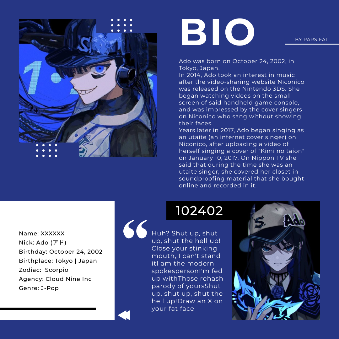 Ado Singer Transparent Ado singer information design by Pars1fa11 on DeviantArt