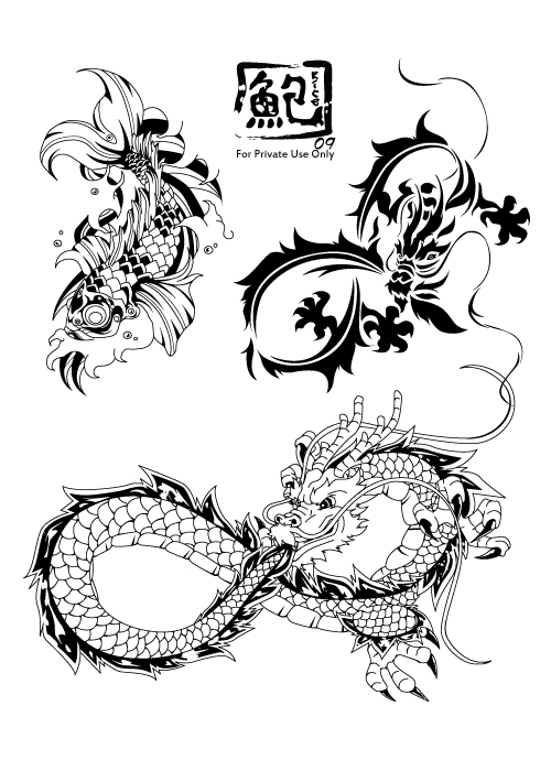 dragons and kois designs