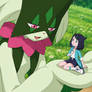 Meowscarada is holding tiny Liko