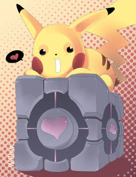 Pikachu and the Companion Cube