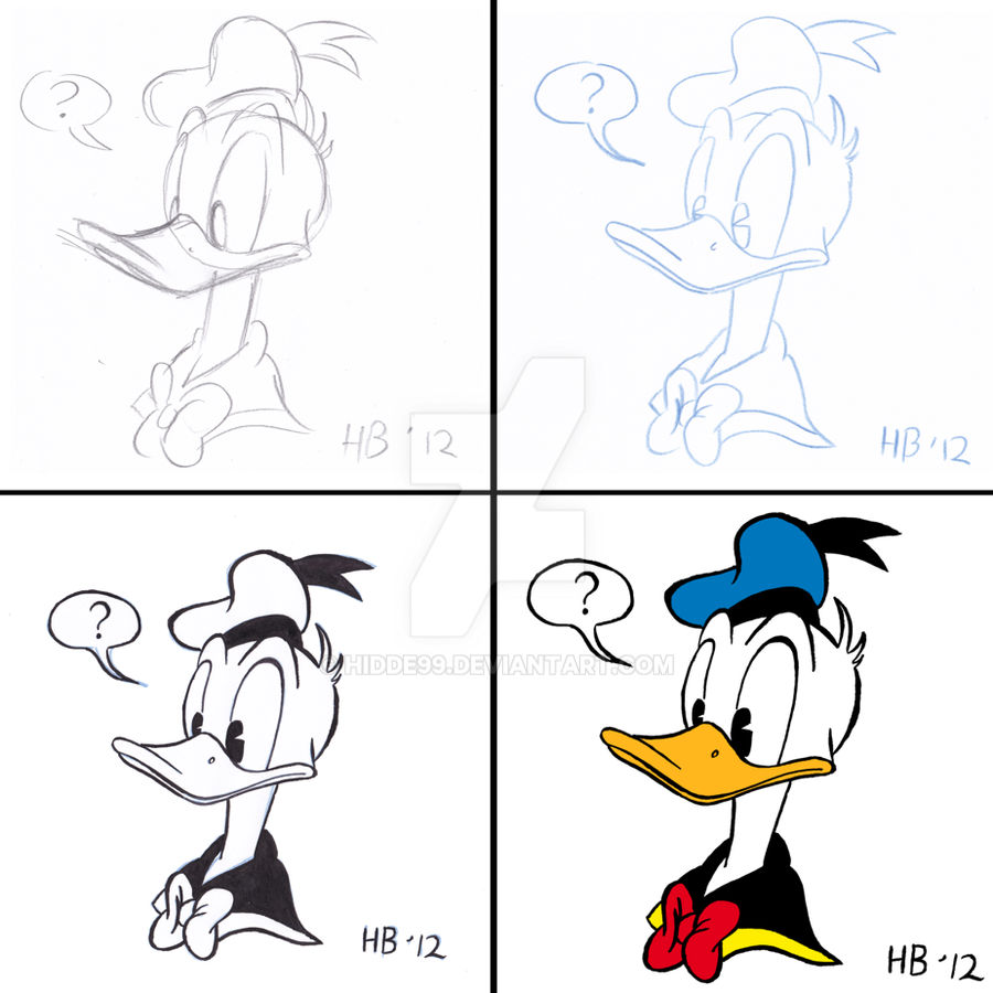 step by step drawing Donald Duck by Hidde99 on DeviantArt