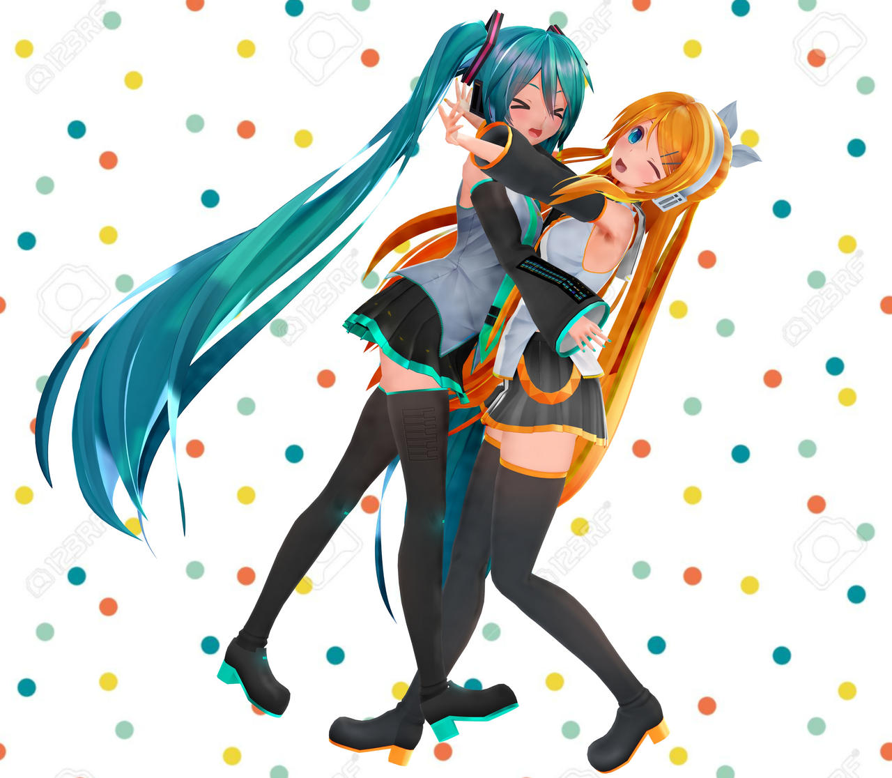 Miku and Rin by aptalkiz on DeviantArt