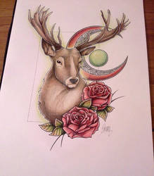 Stag and Roses