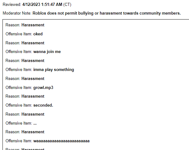 Roblox moderation is amazing!