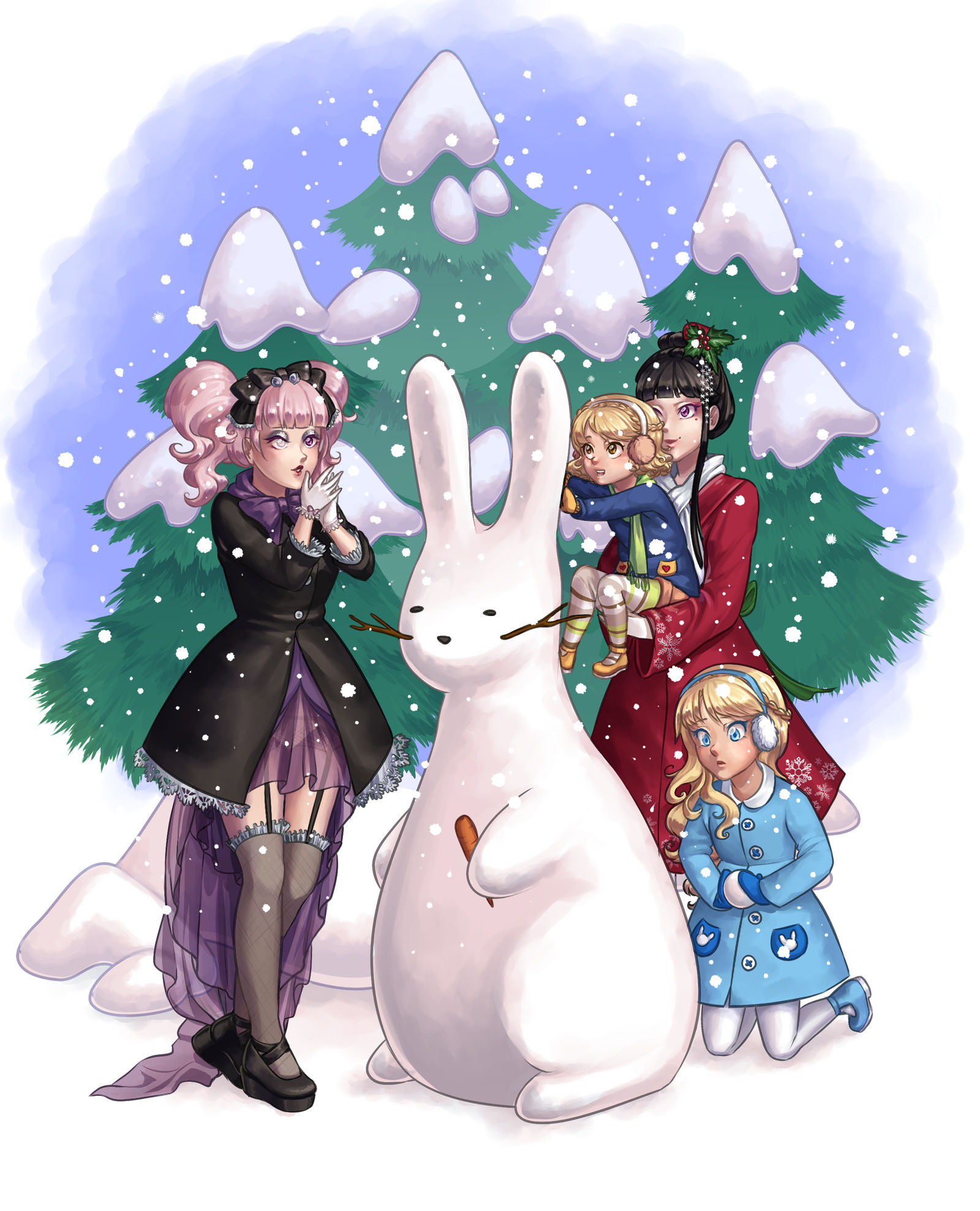 Snowman Cat Rabbit Bunny Snowman by kabatt on DeviantArt