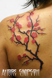 Cherry blossom shoulder tattoo