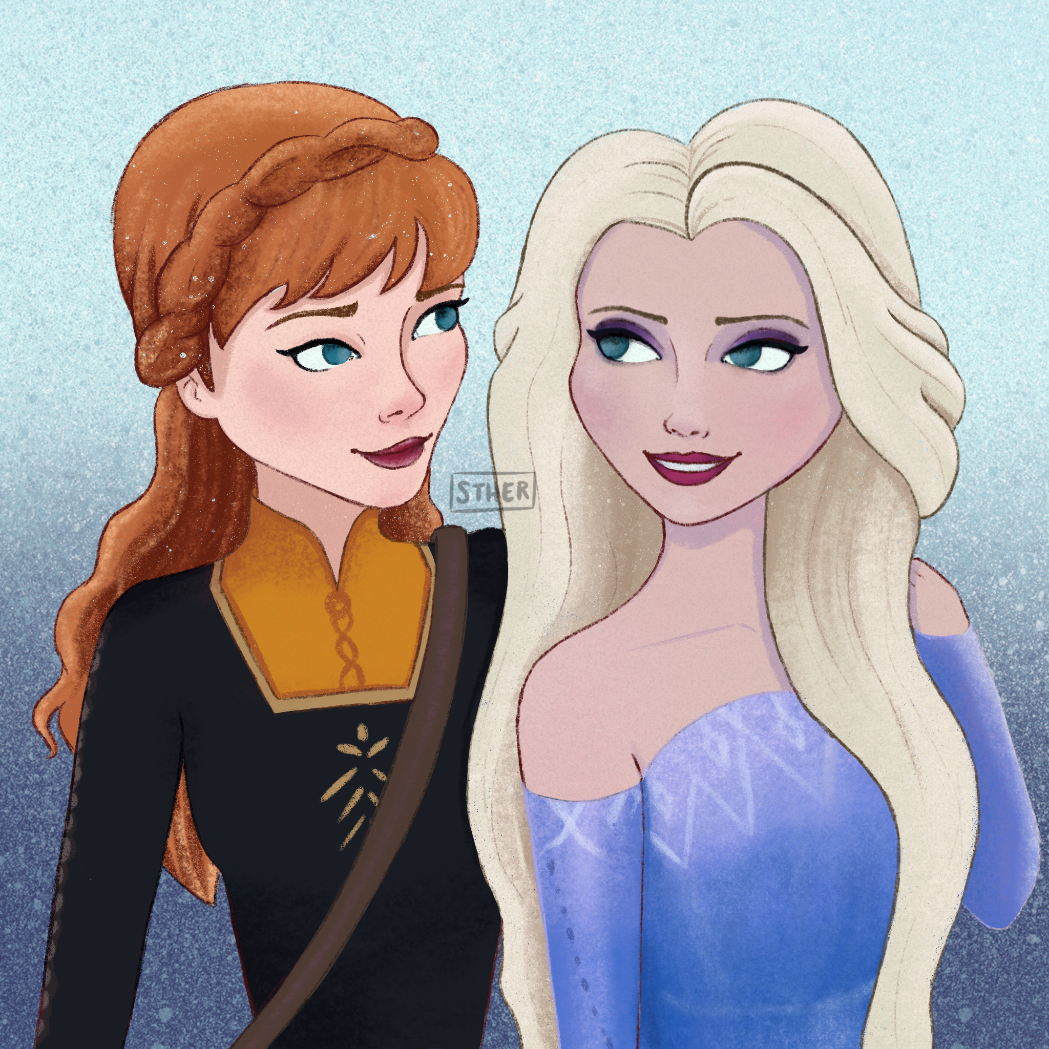 Anna and Elsa colored (Frozen 2) by MissWeasleyJB on DeviantArt