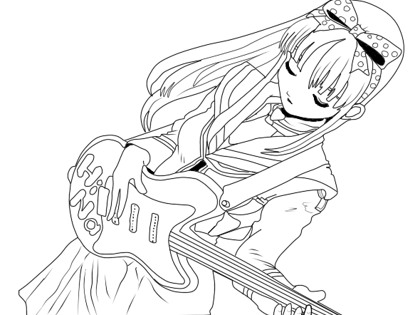 Anime guitar girl linework by dessole on DeviantArt Anime guitar girl linework by dessole on DeviantArt