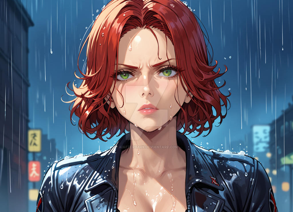 Black Widow in Raining Portrait by AIAfterDark on DeviantArt