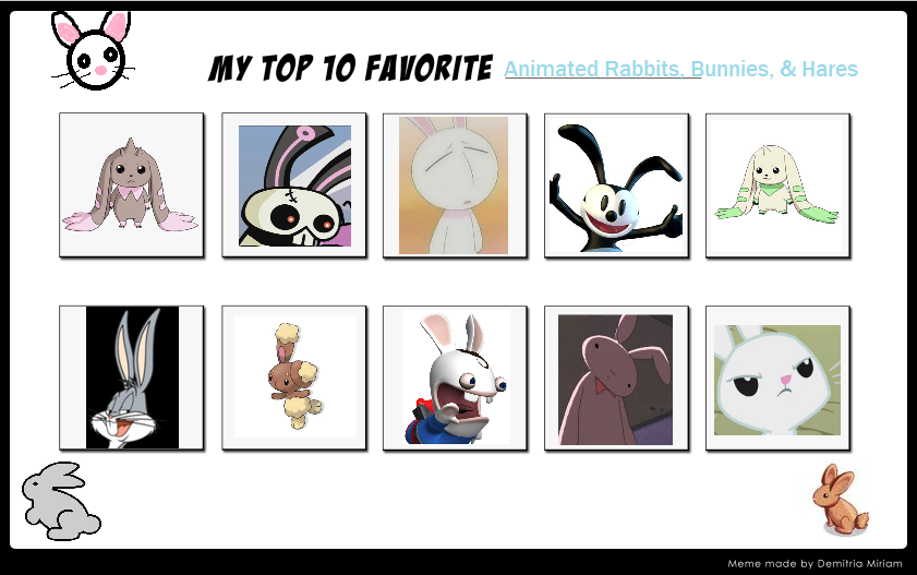 Top Ten Animated Rabbits by ajpokeman on DeviantArt