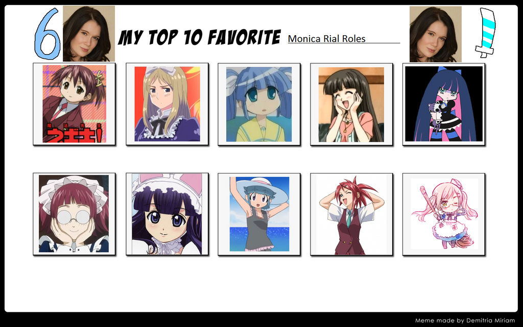 My Top 10 Favorite Monica Rial Roles by ajpokeman on DeviantArt