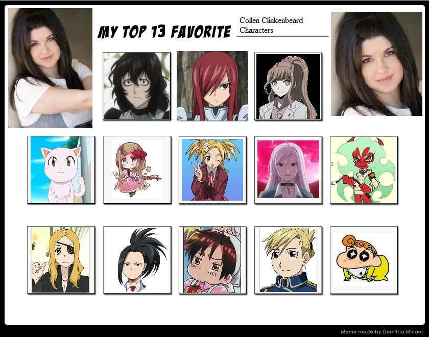 Top 13 Favorite Collen Clinkenbeard Characters by ajpokeman on DeviantArt