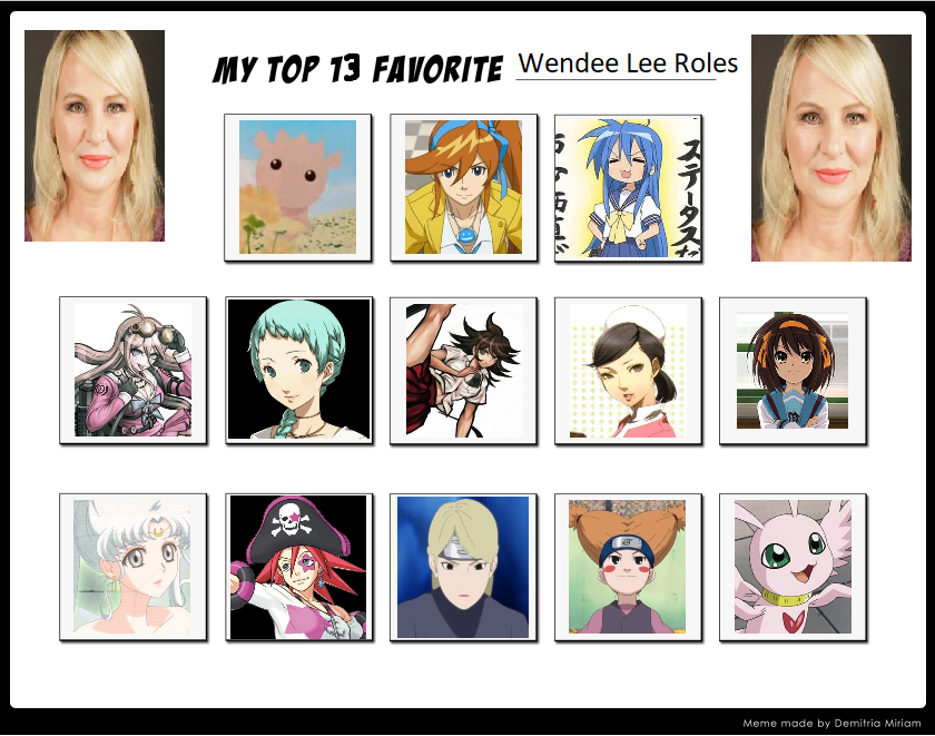 My Top 13 Wendee Lee Roles by ajpokeman on DeviantArt