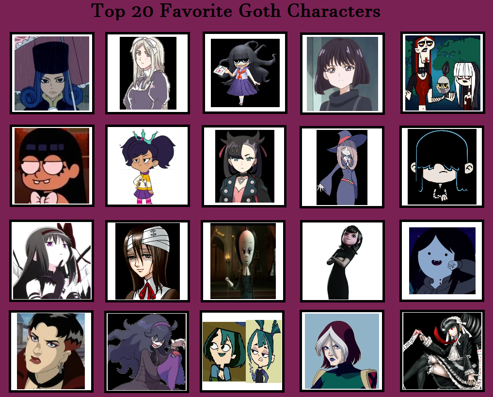 My Top 20 Favorite Goth Characters by ajpokeman on DeviantArt
