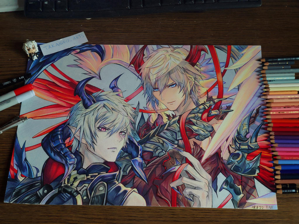 Shingeki No Bahamut Lucifer and Azazel Drawing by tak17hiro on DeviantArt