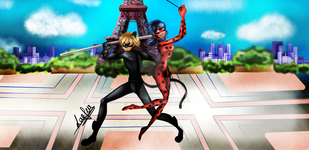 Speed Paint Miraculous Ladybug And Chat Noir By Laefey On Deviantart