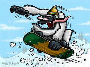 Snowboarding-Yeti-cartoon-character-sketch-Coghill