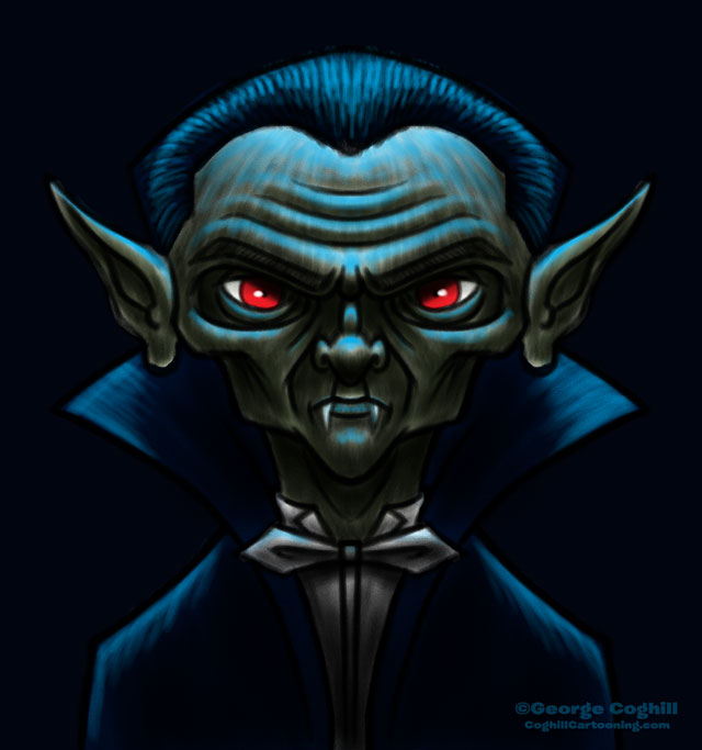 3d Funny Cartoon Vampire Dracula Character Holding a Movie Maker