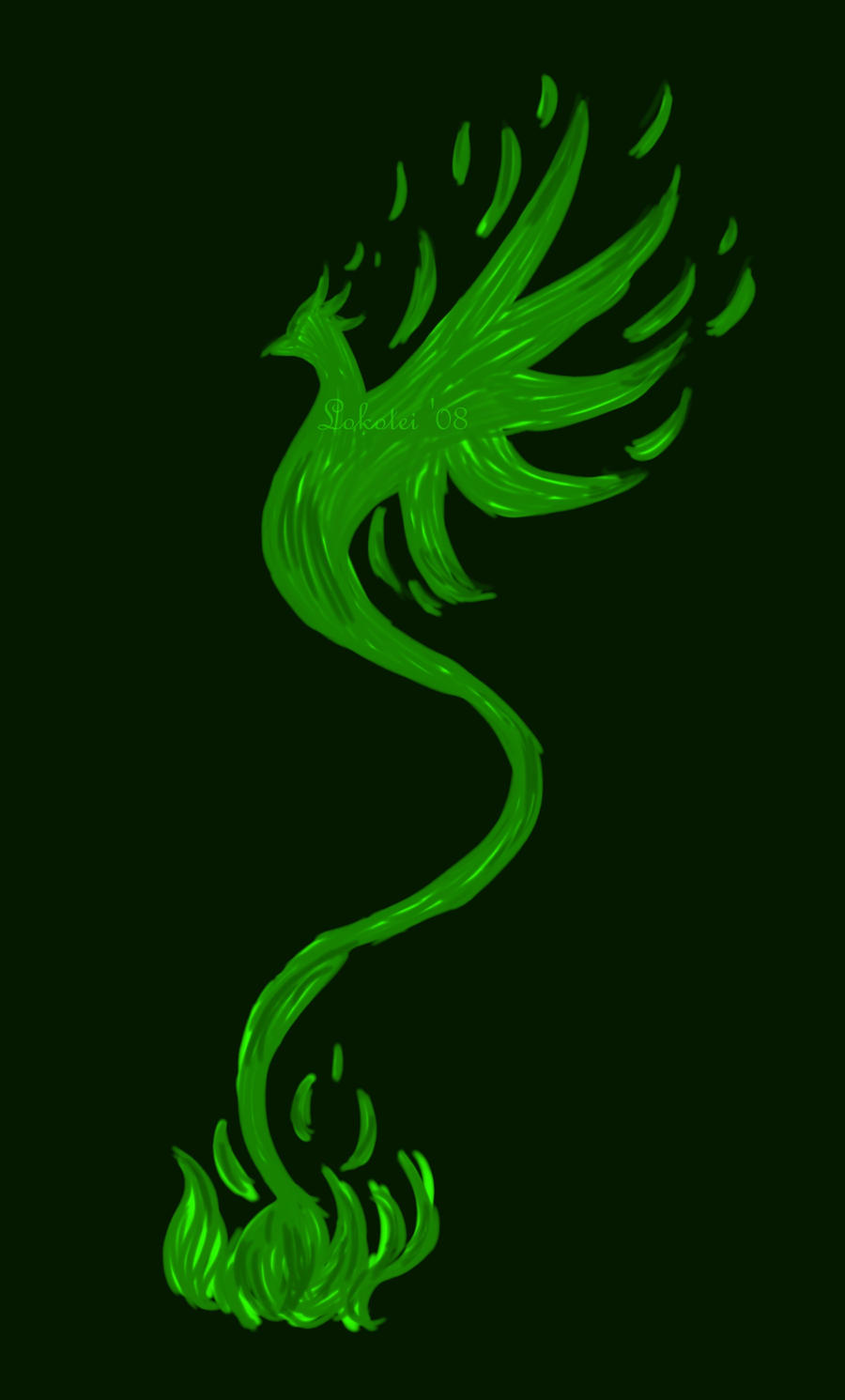 impressionistic green phoenix by Lokotei on DeviantArt