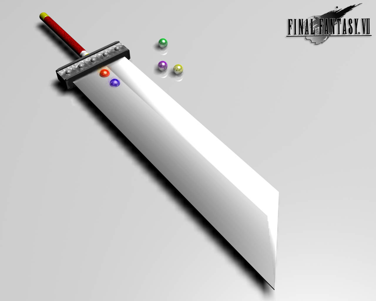 I put some materia in the Buster sword wallpaper someone posted a while  back cause I thought she needed some color  rFinalFantasyVII