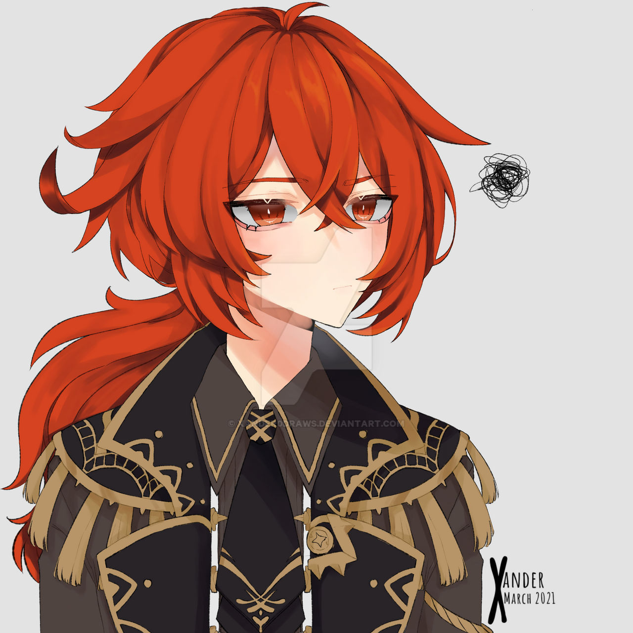 Diluc fanart by xander0draws on DeviantArt