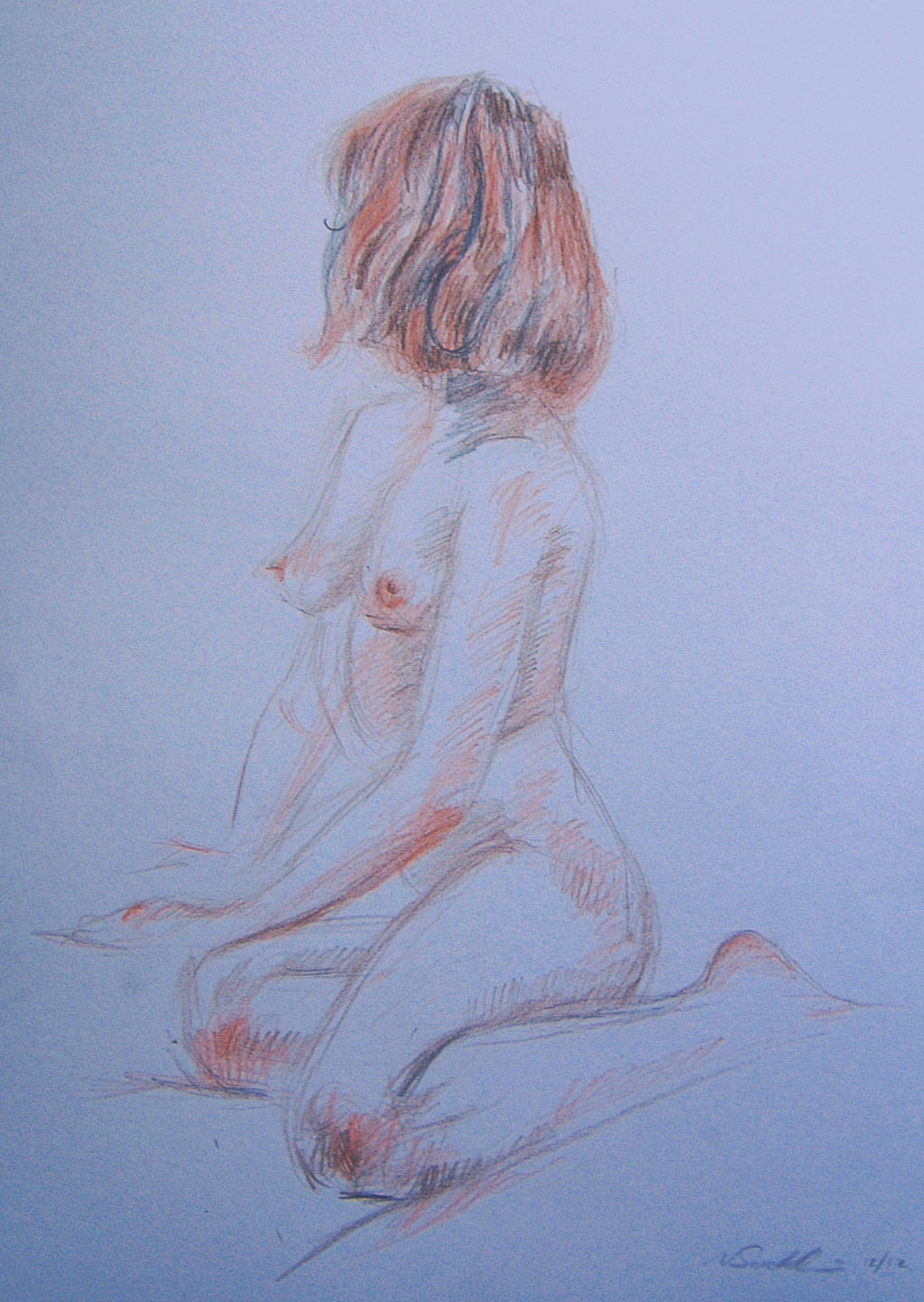 Nude Seated_Colour pencil