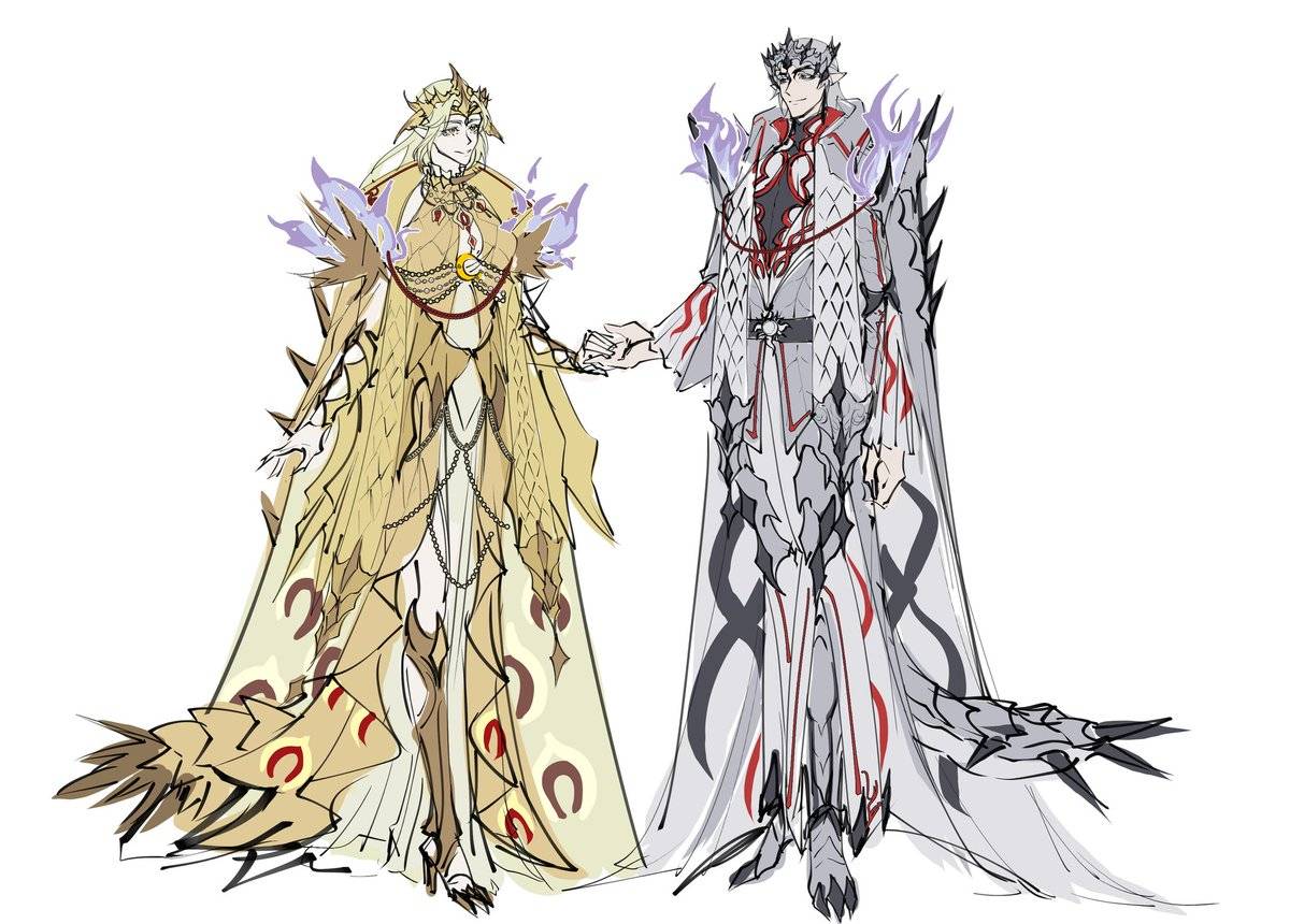 MH:WI Gold rathian and silve rathalos gijinka by watcherarts on DeviantArt