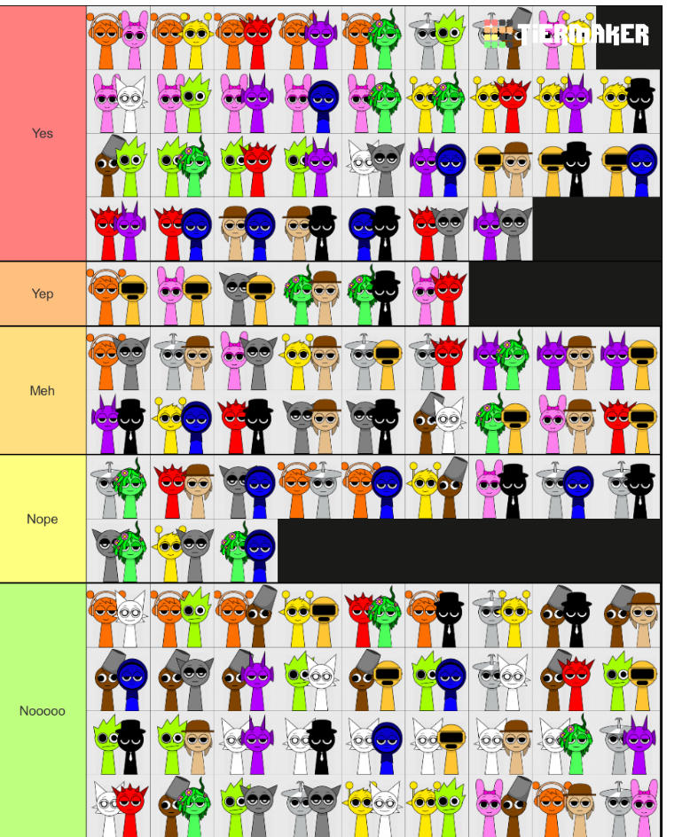 Sprunki Icon Chart My Sprunki List by AlphamammalsOffical on DeviantArt